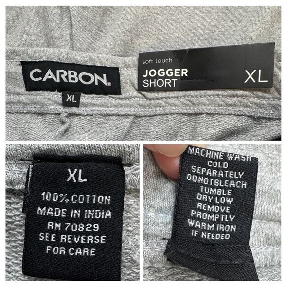 Carbon Jogger Shorts Mens XL Drawstring Gray Stretch Cotton Athletic Streetwear - Picture 8 of 12